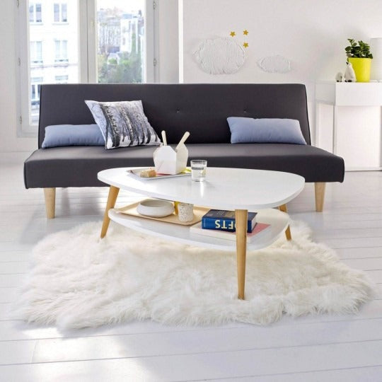 Masuta cafea moderna cu raft alb 90x67x45 cm - Bucatarie si electrocasnice