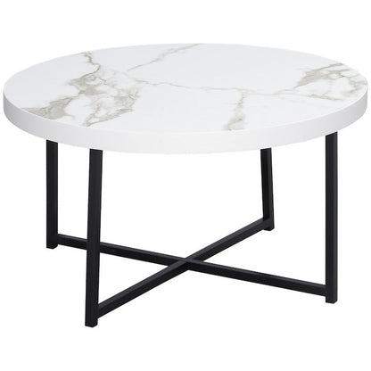 Masuta cafea rotunda moderna alba 80x45 cm MDF metal - Bucatarie si electrocasnice
