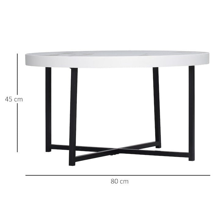Masuta cafea rotunda moderna alba 80x45 cm MDF metal - Bucatarie si electrocasnice