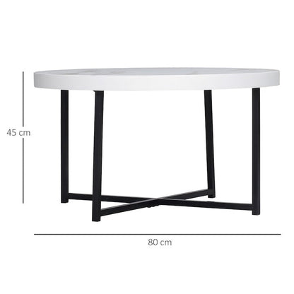 Masuta cafea rotunda moderna alba 80x45 cm MDF metal - Bucatarie si electrocasnice