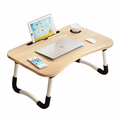 Masuta Laptop Pliabila Multifunctionala din Lemn cu Suport Pahar
