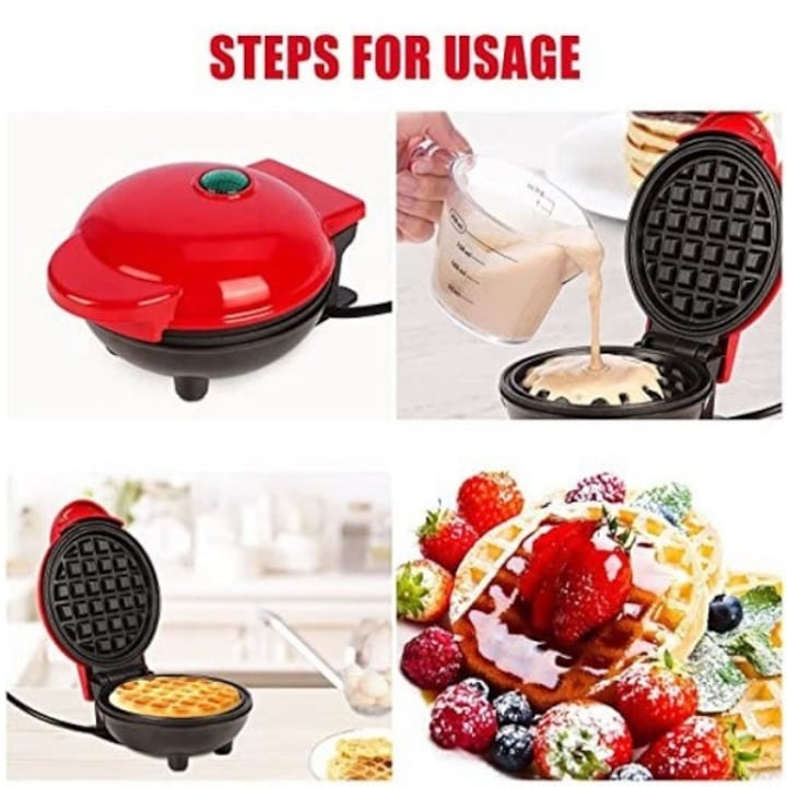 Mini aparat de facut vafe/gofre - invelis antiaderent, protectie supraincalzire, indicator luminos - Bucatarie si