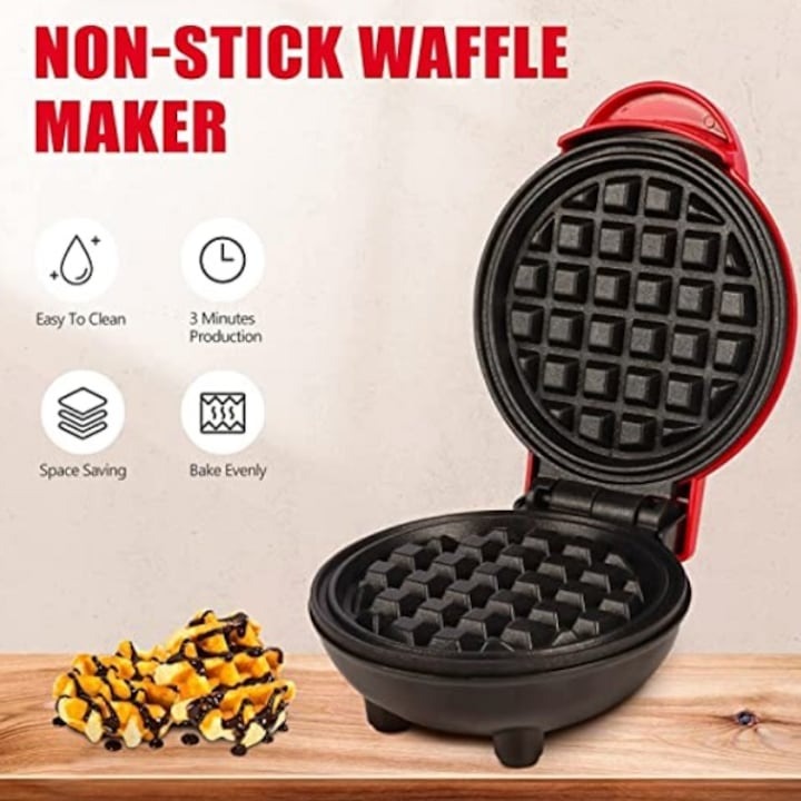 Mini aparat de facut vafe/gofre - invelis antiaderent, protectie supraincalzire, indicator luminos - Bucatarie si