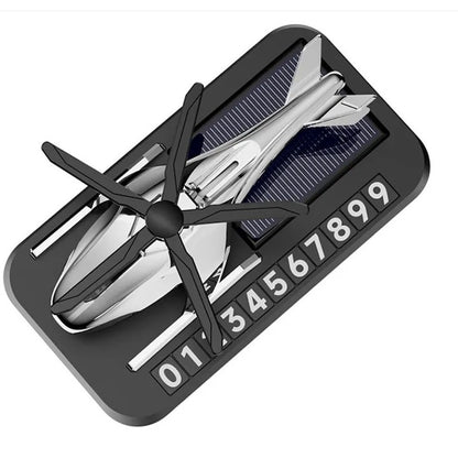 Odorizant Auto tip elicopter cu incarcare solara si suport numar de telefon pe magnet, baza antiderapanta