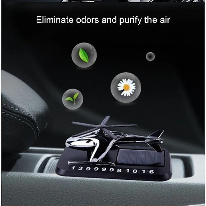Odorizant Auto tip elicopter cu incarcare solara si suport numar de telefon pe magnet, baza antiderapanta - Auto si moto