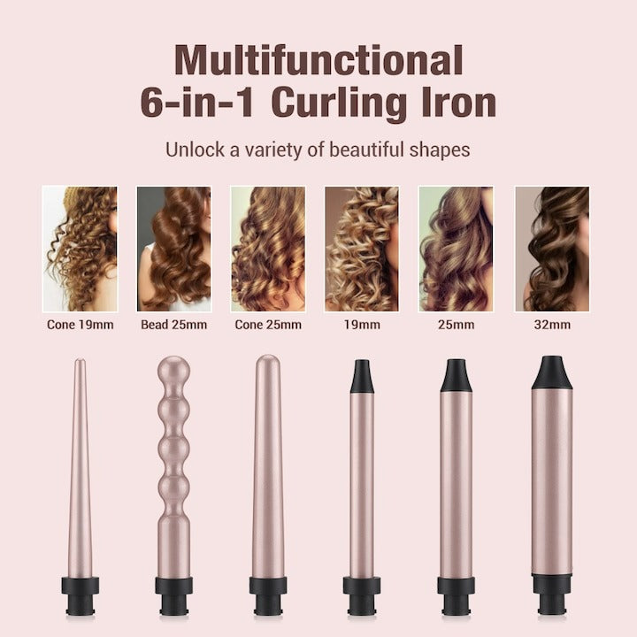 Ondulator par 7 in 1, 2 Trepte temperatura, 180° C-210 ° C, Potrivit pentru parul uscat si ud