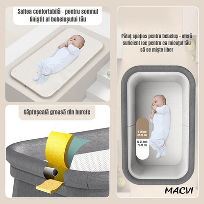 Patut pliabil bebelusi cu leganare 3 trepte inclinare cos depozitare - Copii si bebelusi