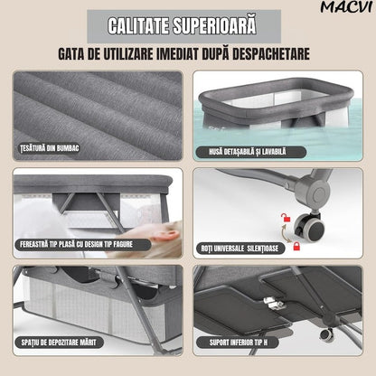 Patut pliabil bebelusi cu leganare 3 trepte inclinare cos depozitare - Copii si bebelusi