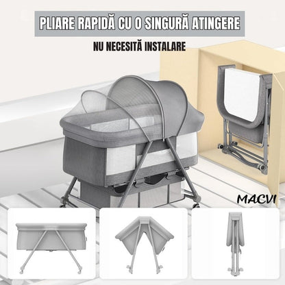 Patut pliabil bebelusi cu leganare 3 trepte inclinare cos depozitare - Copii si bebelusi