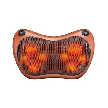 Pernă Masaj Gât Shiatsu 3D cu Încălzire, Portabilă, 24W, Maro