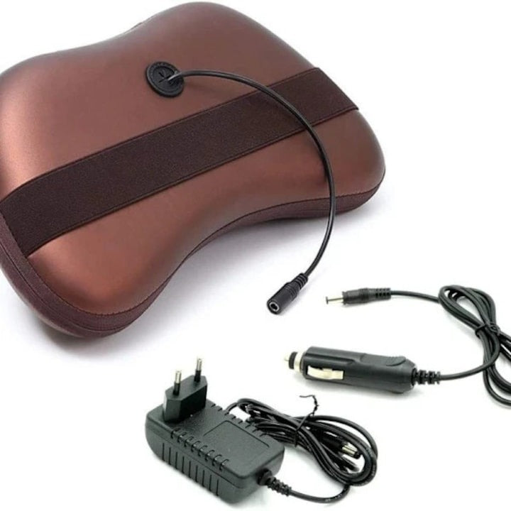 Perna Masaj Cervical Gat Shiatsu 3D cu Incalzire, Portabila, 24W, Maro - Auto si moto