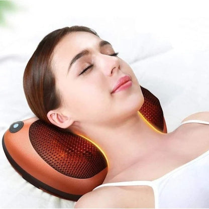 Perna Masaj Cervical Gat Shiatsu 3D cu Incalzire, Portabila, 24W, Maro - Auto si moto