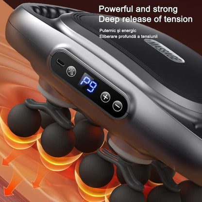 Aparat de Masaj Deep Tissue cu 12 Capete, 9 Moduri & 9 Viteze - Aparat Fascia 15W, Alb - Sport si timp liber