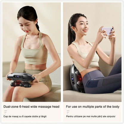 Pistol de Masaj Deep Tissue cu 12 Capete, 9 Moduri & 9 Viteze – Aparat Fascia 15W, Alb