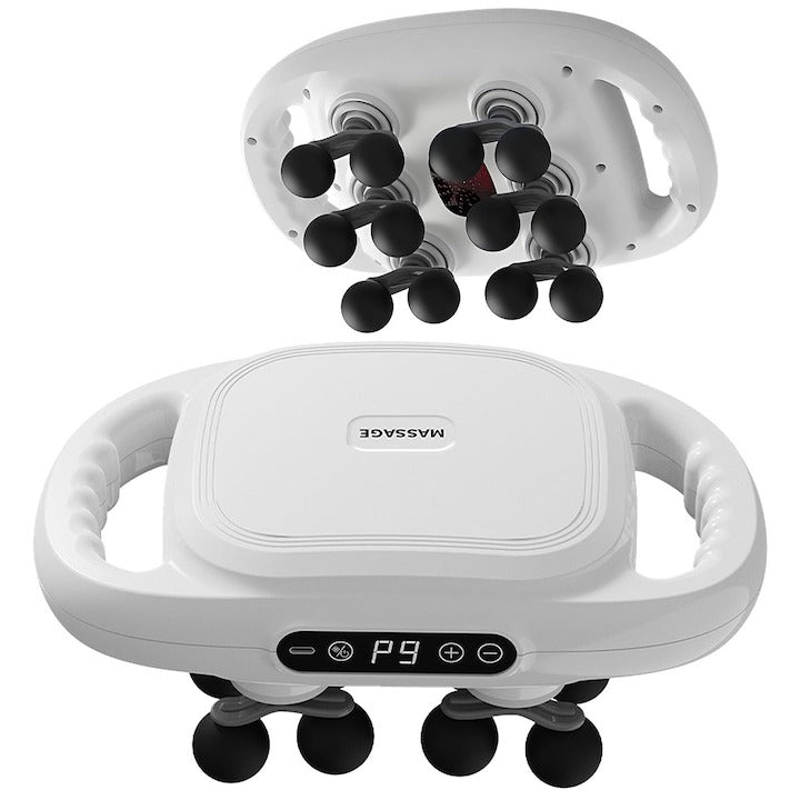 Aparat de Masaj Deep Tissue cu 12 Capete, 9 Moduri & 9 Viteze - Aparat Fascia 15W, Alb - Sport si timp liber
