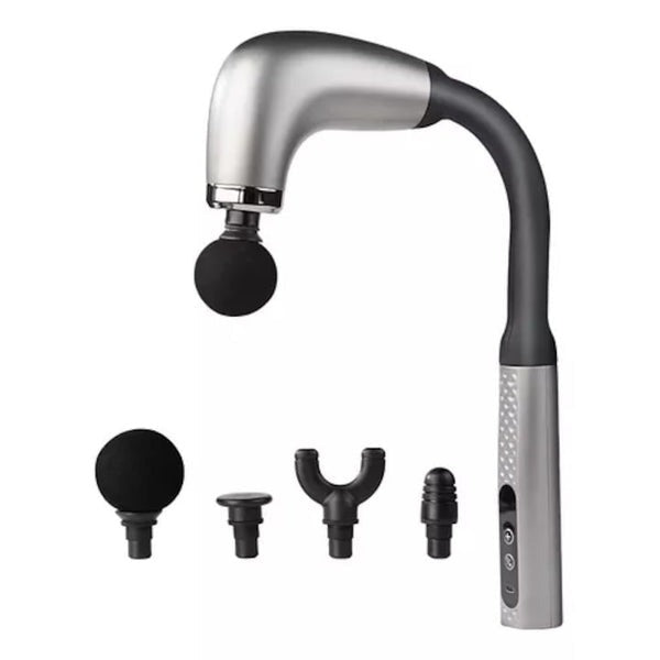 Pistol de Masaj Premium cu Mâner Extins 120°, 4 Capete, 9 Viteze – Aparat Deep Tissue pentru Recuperare Musculară