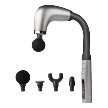 Pistol de Masaj Premium cu Mâner Extins 120°, 4 Capete, 9 Viteze – Aparat Deep Tissue pentru Recuperare Musculară