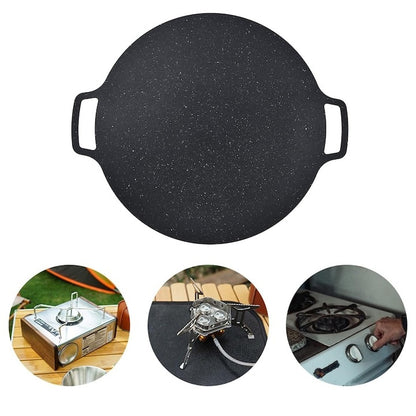 Plită japoneză rotundă grill – antiaderentă, cu mânere, Ø32 cm, negru