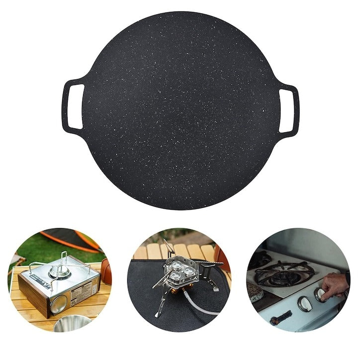 Plita japoneza rotunda grill - antiaderenta, cu manere, Ø32 cm, negru - Bucatarie si electrocasnice