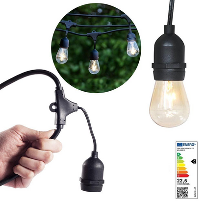 Ghirlanda luminoasa E27 15m 20m 25m LED filament IP65 exterior interconectabila - Iluminat