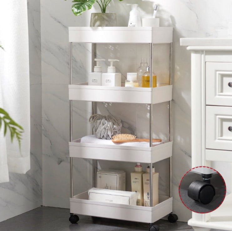 Raft organizare mobil cu 4 etaje – alb, ideal pentru baie