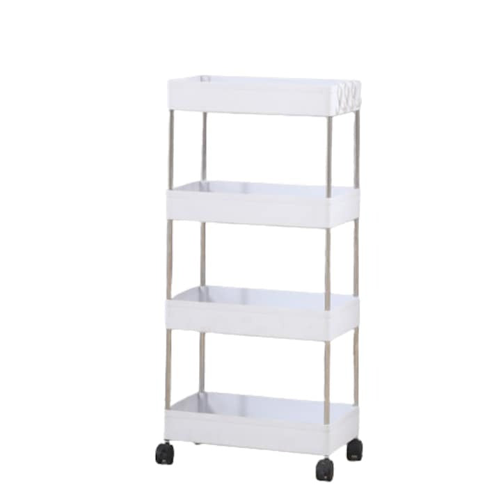 Raft organizare mobil cu 4 etaje - alb, ideal pentru baie - Bucatarie si electrocasnice