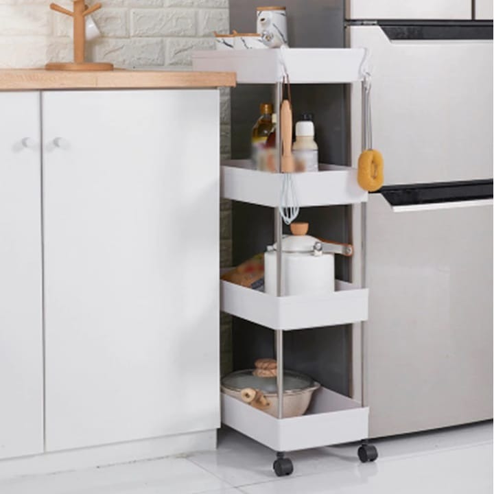 Raft organizare mobil cu 4 etaje – alb, ideal pentru baie