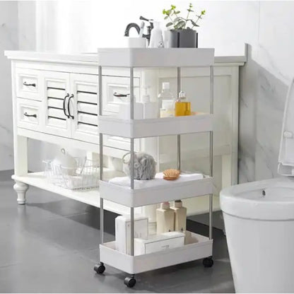 Raft organizare mobil cu 4 etaje - alb, ideal pentru baie - Bucatarie si electrocasnice