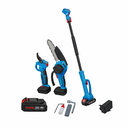 Set 2 In 1 Foarfeca Electrica Si Mini Drujba Cu Brat Telescopic - Taie Rapid Crengi La Orice Inaltime - Scule si bricolaj