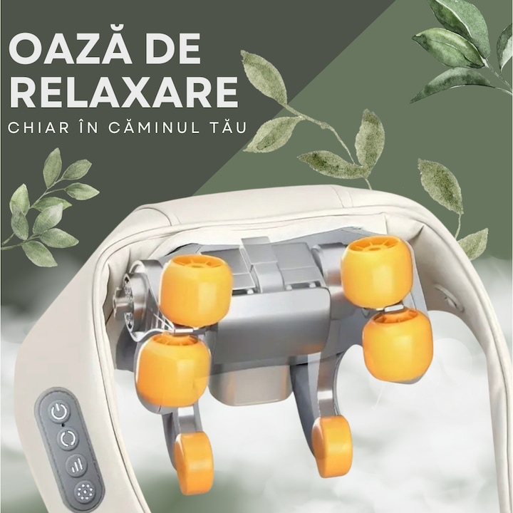 Aparat masaj cervical 4D cu incalzire deep tissue + guler cervical cadou - Sanatate si ingrijire