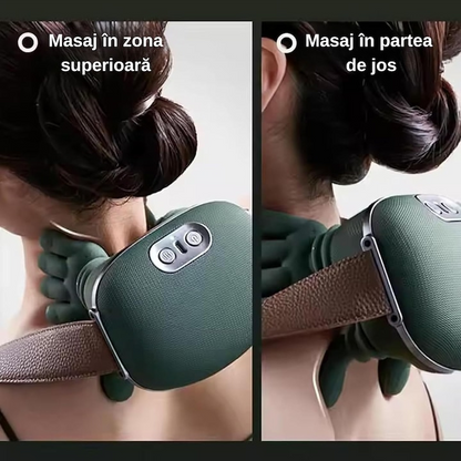 Aparat masaj cervical cu incalzire 3 trepte fara fir USB masaj uman umeri gat - Sport si timp liber