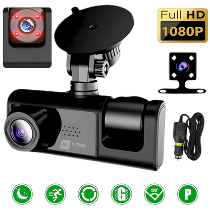 Camera Auto DVR Duala Full HD 1080P - Camera Marsarier, Night Vision, G-Sensor si Protectie Completa La Volan - Auto si moto
