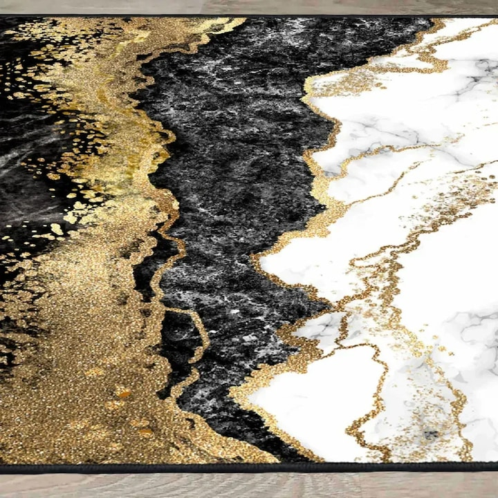 Covor Tenzo 160x200 cm negru auriu sau gri auriu design abstract polipropilena - Bucatarie si electrocasnice