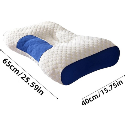 Perna ergonomica 65x40 cm suport gat bumbac poliester confort somn alb albastru - Casa si confort