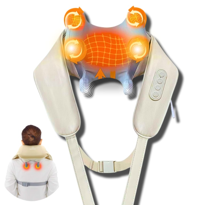 Aparat masaj cervical 4D cu incalzire deep tissue + guler cervical cadou - Sanatate si ingrijire