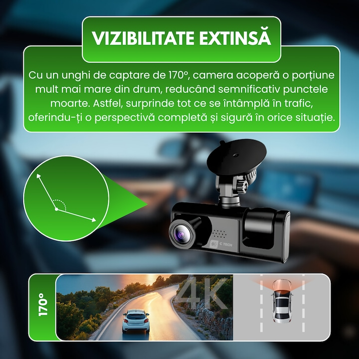 Camera Auto DVR Duala Full HD 1080P - Camera Marsarier, Night Vision, G-Sensor si Protectie Completa La Volan - Auto si moto