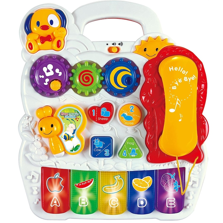 Premergator Interactiv Fun Play cu Centru de Activitati, Muzica, Lumini, Forme Geometrice + Ham Bebelusi Cadou - Copii si