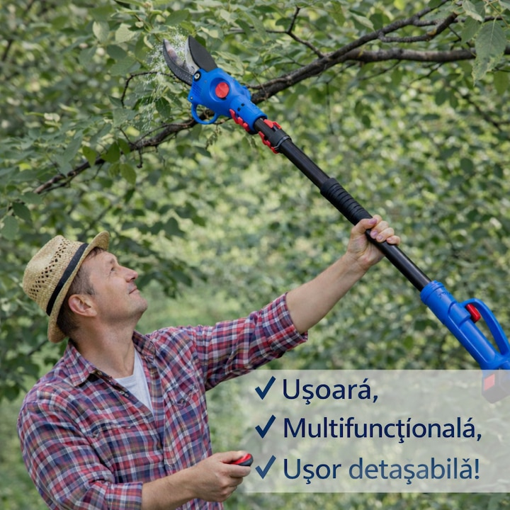 Set 2 In 1 Foarfeca Electrica Si Mini Drujba Cu Brat Telescopic - Taie Rapid Crengi La Orice Inaltime - Scule si bricolaj
