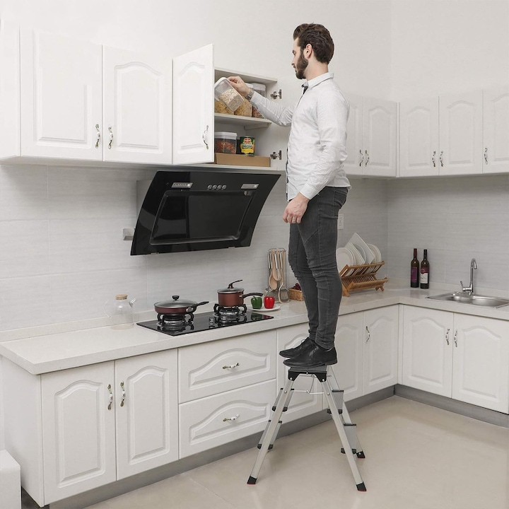 Scara dubla aluminiu 3 trepte pliabila multifunctionala 150kg usoara - Curatenie si intretinere