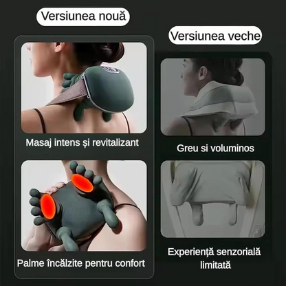 Aparat masaj cervical cu incalzire 3 trepte fara fir USB masaj uman umeri gat - Sport si timp liber