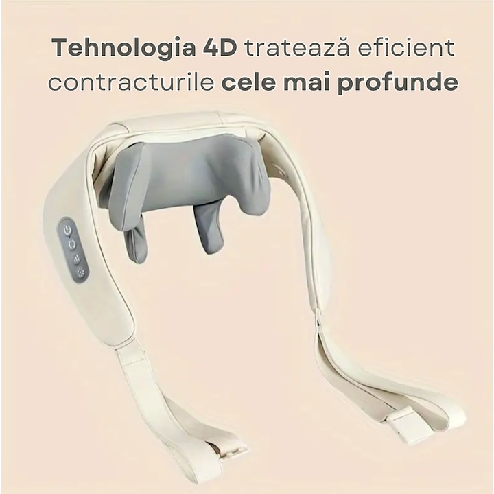 Aparat masaj cervical 4D cu incalzire deep tissue + guler cervical cadou - Sanatate si ingrijire
