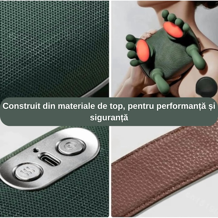 Aparat masaj cervical cu incalzire 3 trepte fara fir USB masaj uman umeri gat - Sport si timp liber
