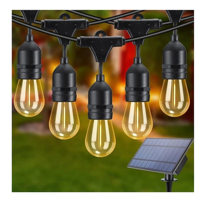 Ghirlanda Solara Premium 10 Metri - 20 Becuri LED Filament, Lumina Calda si Incarcare Solara sau USB - Electronice si