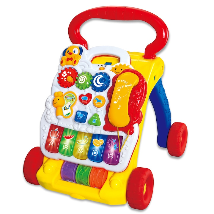 Premergator Interactiv Fun Play cu Centru de Activitati, Muzica, Lumini, Forme Geometrice + Ham Bebelusi Cadou - Copii si