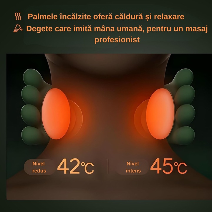 Aparat masaj cervical cu incalzire 3 trepte fara fir USB masaj uman umeri gat - Sport si timp liber