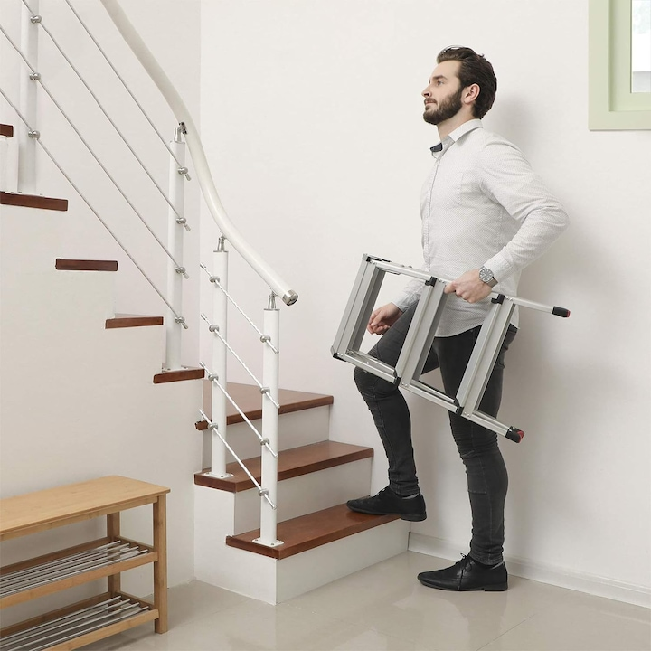 Scara dubla aluminiu 3 trepte pliabila multifunctionala 150kg usoara - Curatenie si intretinere