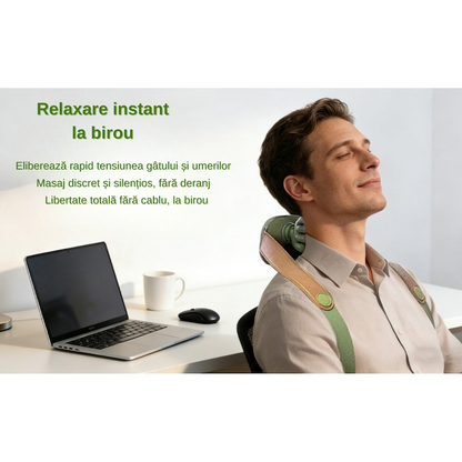 Aparat masaj cervical cu incalzire 3 trepte fara fir USB masaj uman umeri gat - Sport si timp liber