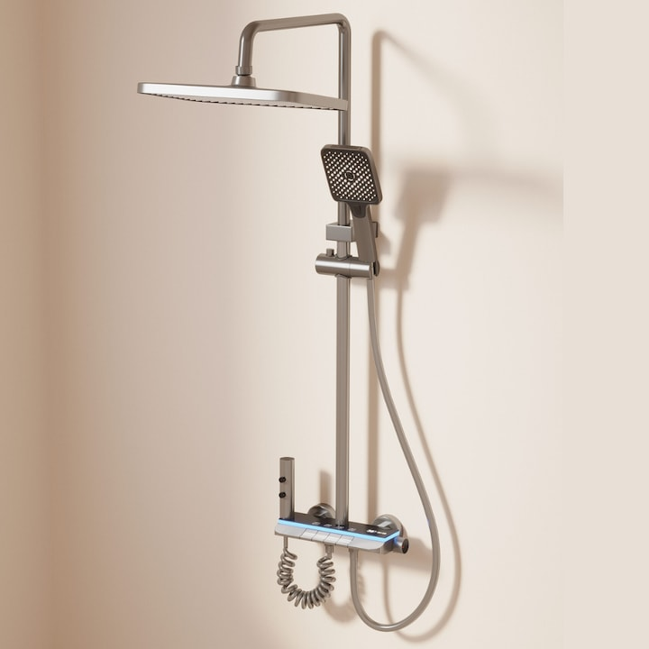 Coloana Dus Termostatata Mona C-86 Gun Grey, 4 Functii, LED, Dus Tip Ploaie, Bideu Integrat - Curatenie si intretinere