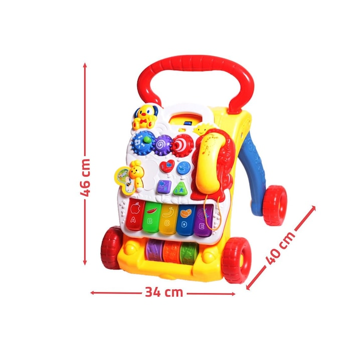 Premergator Interactiv Fun Play cu Centru de Activitati, Muzica, Lumini, Forme Geometrice + Ham Bebelusi Cadou - Copii si