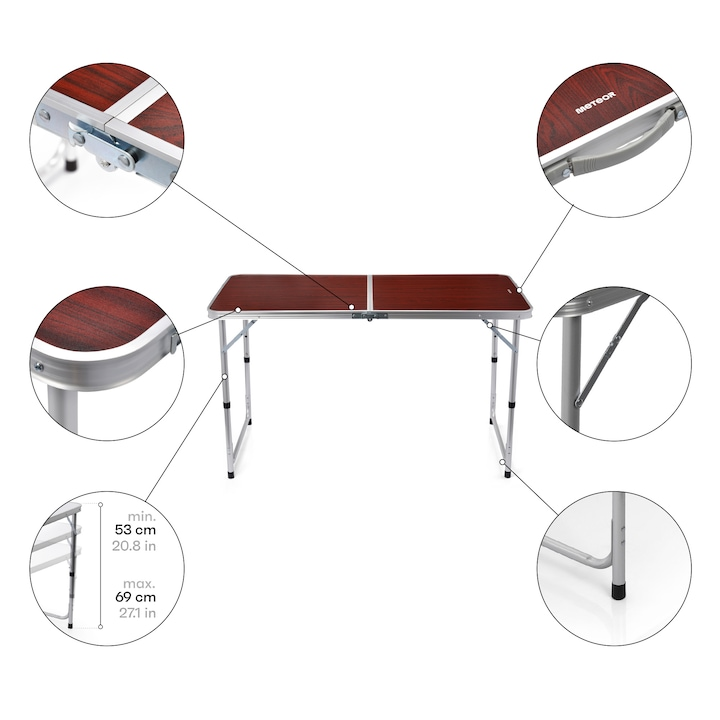 Masa pliabila camping reglabila aluminiu 120x60 cm tip valiza portabila - Bucatarie si electrocasnice
